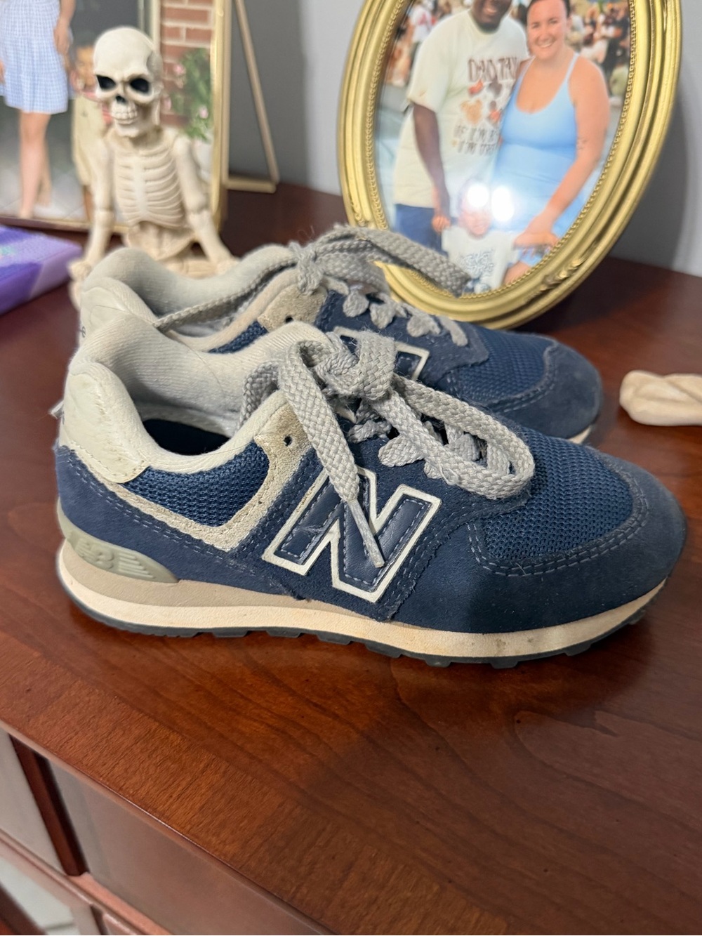 New Balance Kids Navy and Gray Athletic Sneakers